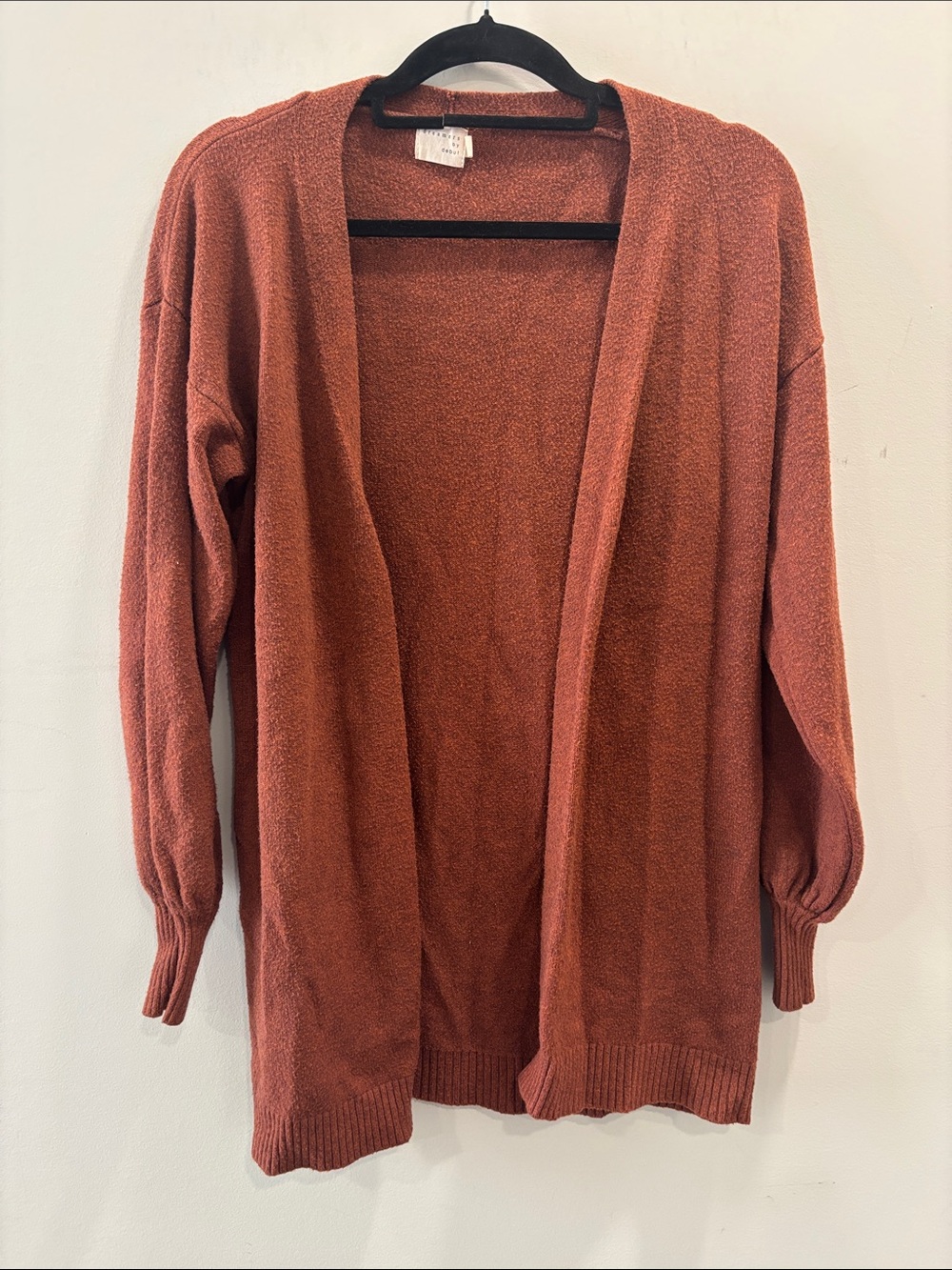 Dreamers by Debut Copper Knit Cardigan Size Small Open Front Lightweight Sweater
